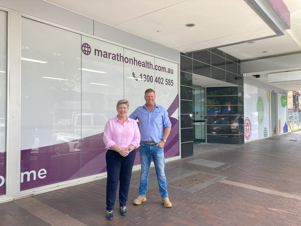 Megan Callinan Marathon Health CEO pictured with Rob Lister from BLD Constructions pictured at the new site. 