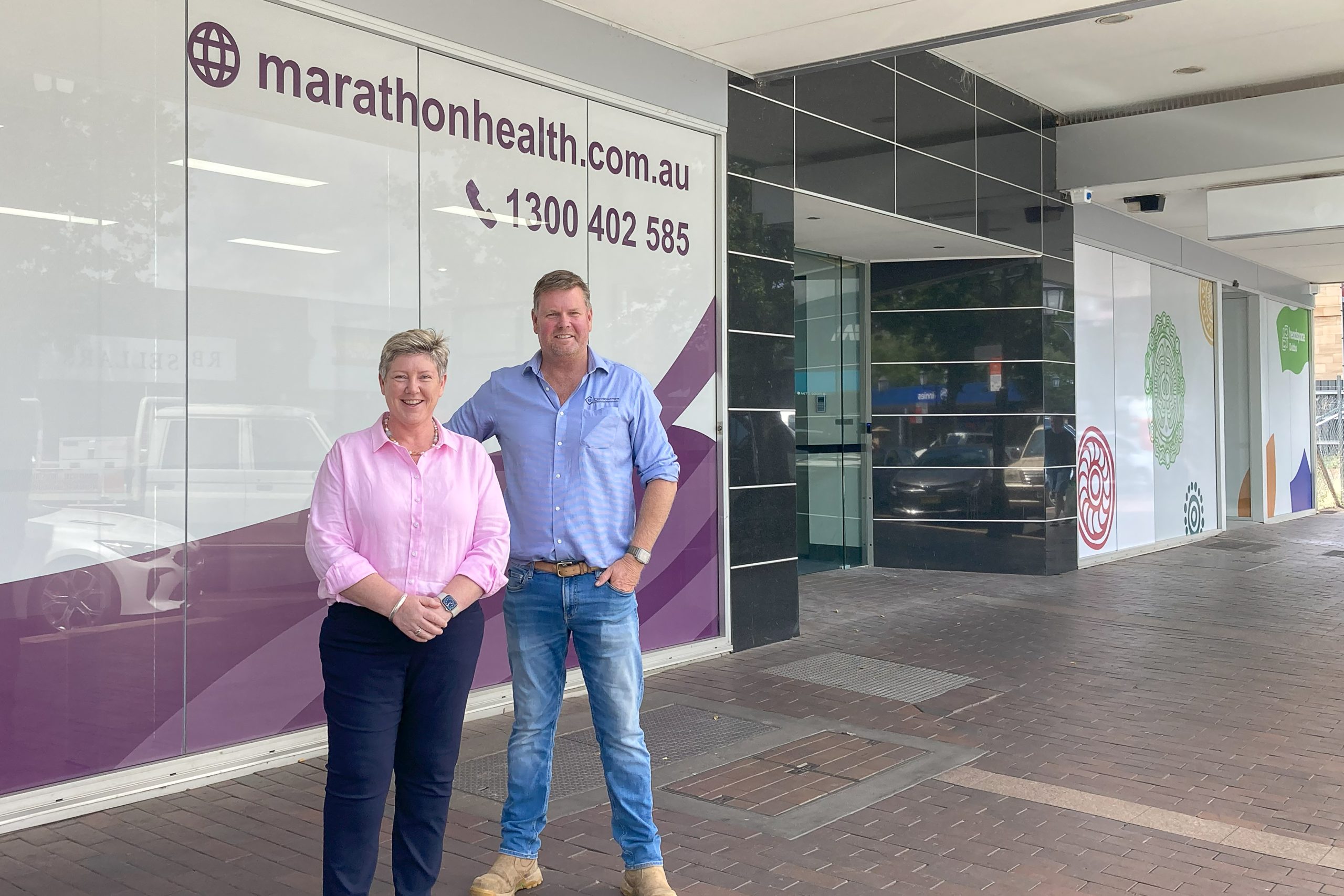 Megan Callinan Marathon Health CEO pictured with Rob Lister from BLD Constructions pictured at the new site.